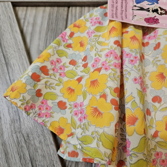 Pinup Dresses Vintage 50s 60s Colorful Chiffon Foral Dead-Stock Fabric Dress - Picture 5 of 12